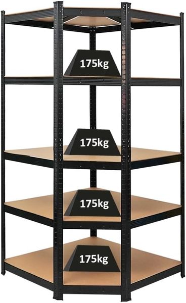 PROREGAL Eckregal Ragnar 1x: 180x90x60cm Schwarz Fachlast 175kg, Kellerregal, Steckregal, Garagenregal, Lagerregal