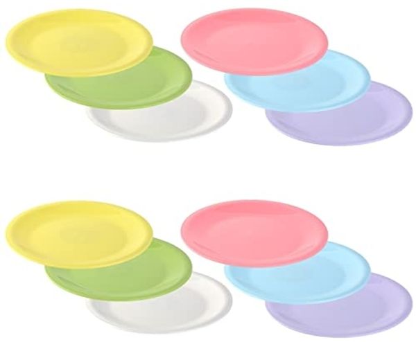 Engelland Dessertteller Kinderteller-Set, farbenfroh, (12 St), Ø 19 cm, BPA-frei, bunt, flach, wiederverwenbar, Kunststoff