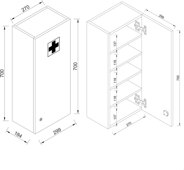 VCM Medizinschrank Medasa 918997 Weiß H. 70 x B. 27 x T. 19 cm Bild 2