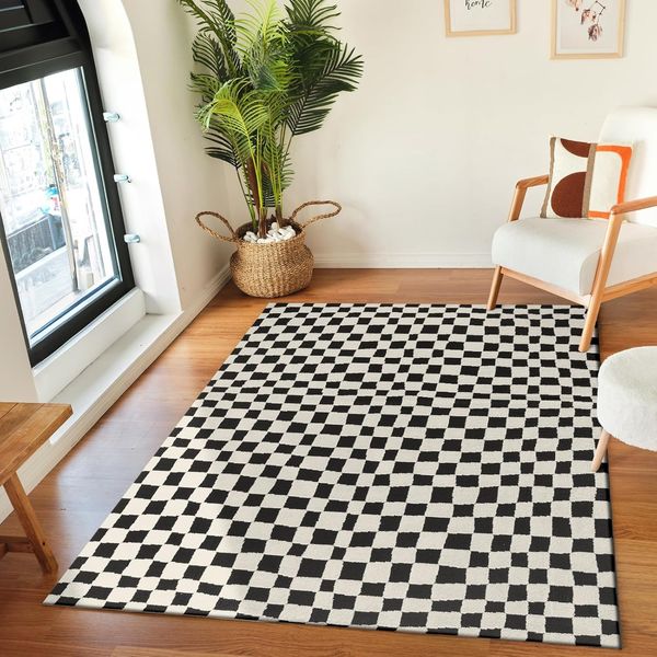 Livabliss Teppich GIJON, rechteckig, Höhe: 14 mm, Skandinavischer Teppich, Modernes Karo Design, Kurzflor, Wohnzimmer