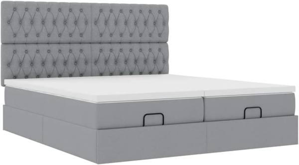 Ottoman-Bett mit Matratzen Hellgrau 180x200 cm Stoff 3314562