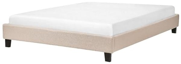 Polsterbett Leinenoptik beige Lattenrost 140x200 cm ROANNE