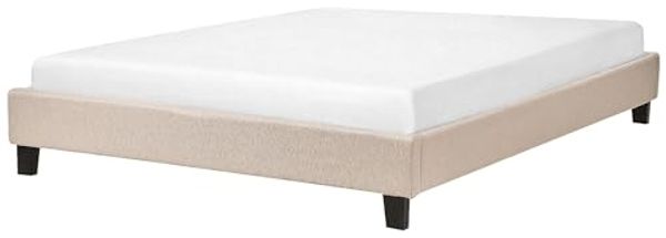 Polsterbett Leinenoptik beige Lattenrost 140x200 cm ROANNE