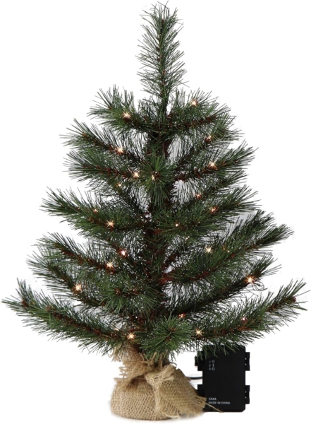 Gartenpirat Künstlicher Weihnachtsbaum mit Drahtlichterkette LED´s warmweiß Kiefer Christbaum, Kiefern ähnlich, Jutesack ummantelter Baumständer, integrierte LED-Drahtlichterkette