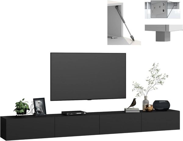 Fernsehschrank fernsehregal tv Board hängend tv Shrank tv 55 Zoll lowboard tv Tisch 2 Farben schwarz mat hängend/stehend wandschrank 280cm 4housedesign®