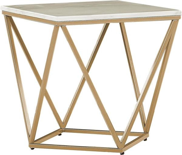 Beistelltisch weiß / gold Marmor Optik quadratisch 50 x 50 cm MALIBU