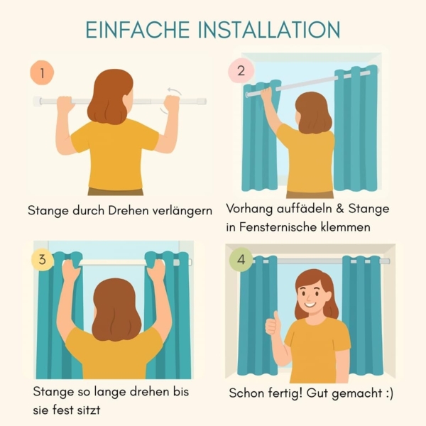 Cozyor Vorhang Set mit 2x Gardine + 2x Vorhanghalter + 1x Gardinenstange ohne Bohren (2 St), Ösen, verdunkelnd, Polyester, blickdicht beige Driftwood, Thermo Gardine 240x135 cm mit Magnethalter, Flur & Fenster Bild 8