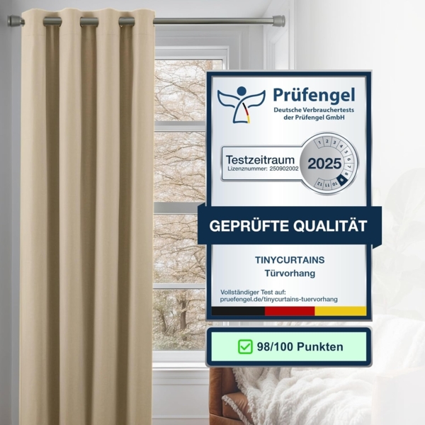 Cozyor Vorhang Set mit 2x Gardine + 2x Vorhanghalter + 1x Gardinenstange ohne Bohren (2 St), Ösen, verdunkelnd, Polyester, blickdicht beige Driftwood, Thermo Gardine 240x135 cm mit Magnethalter, Flur & Fenster Bild 4