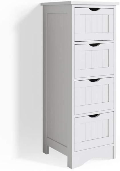 Vicco Badschrank Bianco Badregal schmal 4 Schubladen 81x30x30cm Badmöbel weiß Badezimmerschrank im Landhausstil