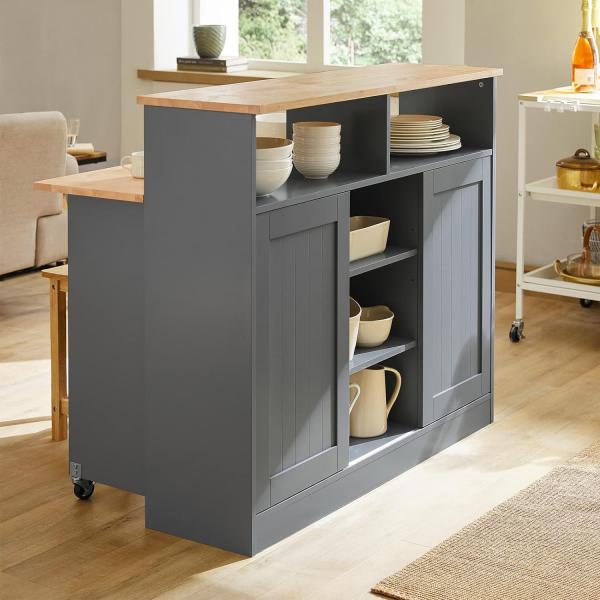 Kücheninsel mit erweiterbarer Arbeitsfläche MDF Grau FSB36-HG Bild 2