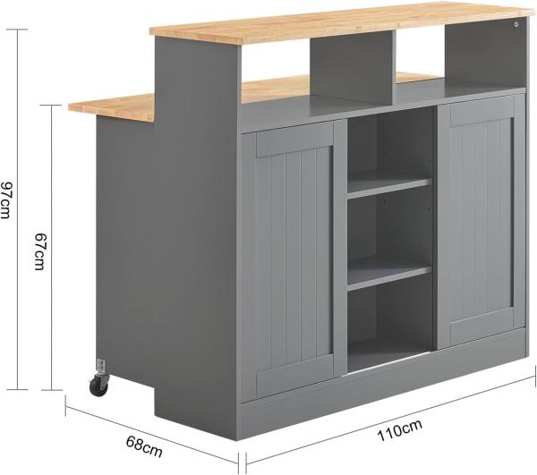 Kücheninsel mit erweiterbarer Arbeitsfläche MDF Grau FSB36-HG Bild 3