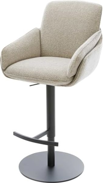 Barstuhl Luan-Flex Webstoff Soft Beige Drehfuß höhenverstellbar Metall Schwarz