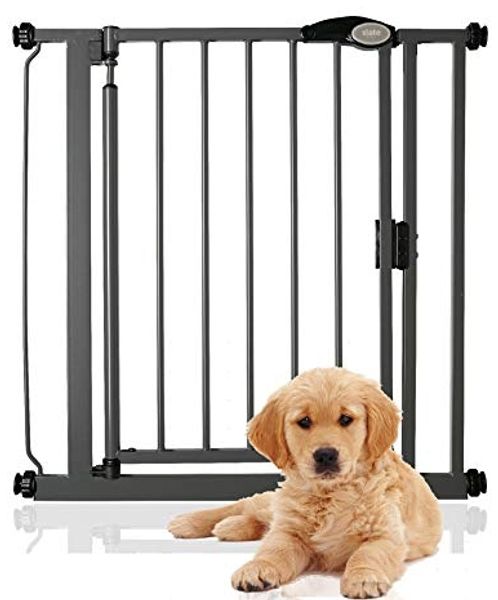 Bettacare Automatisch Schließendes Treppengitter, 75cm - 82cm, Schiefergrau, Druckmontage-Sicherheitsgitter, Babygitter, Sicherheitsschranke für Türen, Flure und Räume