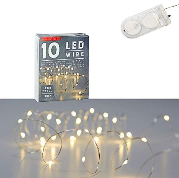 CEPEWA LED-Lichterkette, Batterie Draht silber 10 LEDs 0,9m