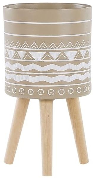 Blumentopf mit Beinen MILINA Keramik 30 cm Beige