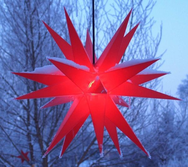Guru-Shop LED-Stern für außen Melchior Outdoor II Rot, sehr stabiler 3D., Leuchtmittel nicht inklusive