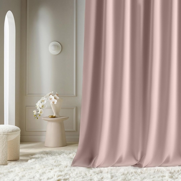 ROOM99 Vorhang mit Silberen Ösen Aura 140x250 cm Breite x Höhe Schiebegardinen Modern Curtain Wohnzimmer Schlafzimmer Puderrosa, 1 Stück Bild 1