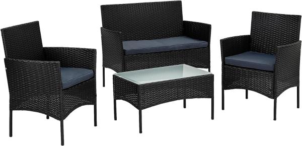 STILISTA® Lounge Set 4tlg. Polyrattan schwarz