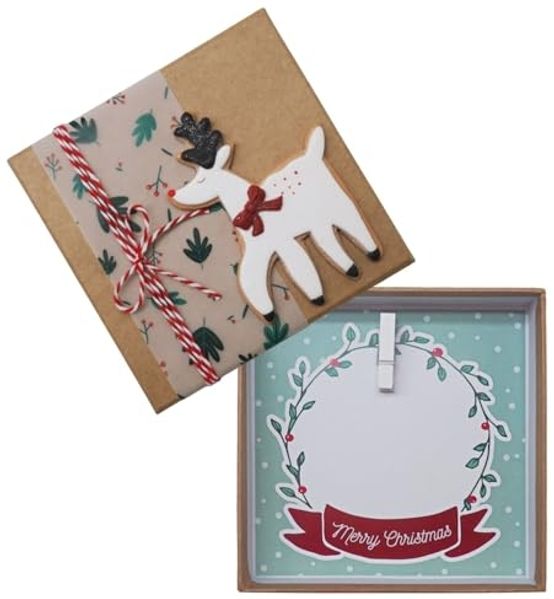 ZauberDeko Geschenkbox Geldgeschenk Weihnachten MIT NAME Natur Rentier Schleife Kranz