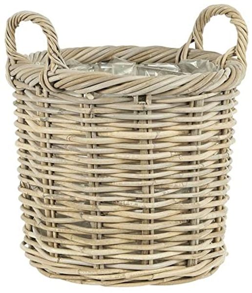 Ib Laursen - 3x Pflanzkorb Blumentopf Blumenkorb Korb Rattan Innen Folie 3783-00