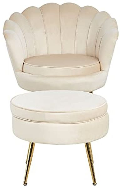 Sitzpouf Rund Samt Beige Bild 6