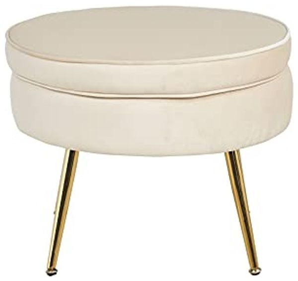 Sitzpouf Rund Samt Beige Bild 3