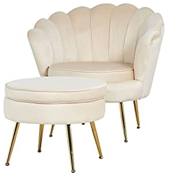 Sitzpouf Rund Samt Beige Bild 5