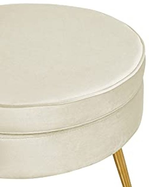 Sitzpouf Rund Samt Beige Bild 4