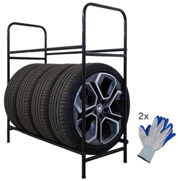 PROREGAL® Schwerlastregal Reifenregal Räderregal Garagenregal CARRERO für 4-8 Reifen Schwarz, Reifenschonnende Lagerung Winterregien Sommerreifen Allwetterreifen