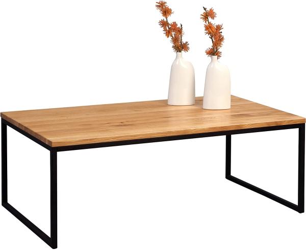 Couchtisch SARA 1 Wildeiche Massivholz Metall schwarz