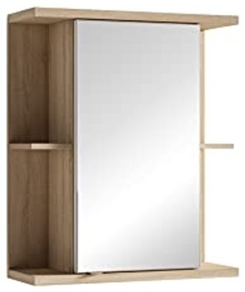 Spiegelschrank, Holzwerkstoff Spanplatte Sonoma Eiche, B 60 x H 70 x T 25 cm
