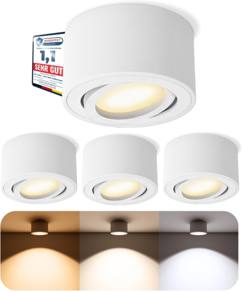 SSC-LUXon LED Aufbaustrahler CELI-1WM LED Aufbauspot weiß 6W dimmbar warm neutral kalt Spot, Warmweiß bis Tageslicht