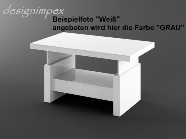 designimpex Couchtisch Aversa H-111 Grau / Anthrazit Hochglanz höhenverstellbar ausziehbar, Funktionstisch, Wohnzimmertisch, Tisch, Esstisch, Sofatisch, Schublade Bild 5