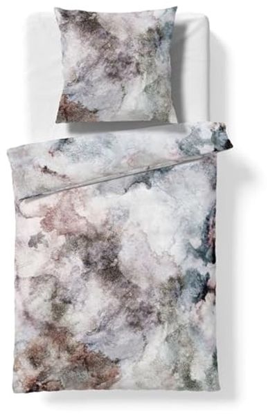 Fleuresse Mako-Satin Bettwäsche 240x220 Marmor grau braun silber 114568-07