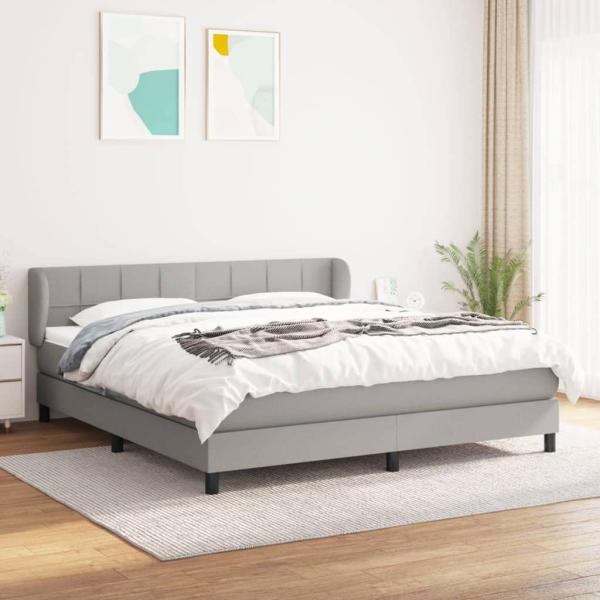 vidaXL Boxspringbett mit Matratze Hellgrau 160x200 cm Stoff 3126253