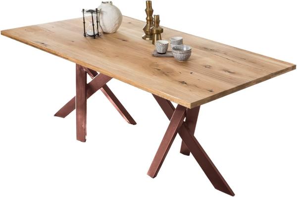 TABLES&Co Tisch 240x100 Wildeiche Natur Metall Braun