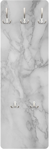 Bilderdepot24 Garderobenpaneel Design 3D-Optik Muster Steinoptik Marmoroptik Schwarz Weiß (ausgefallenes Flur Wandpaneel mit Garderobenhaken Kleiderhaken hängend), moderne Wandgarderobe - Flurgarderobe im schmalen Hakenpaneel Design