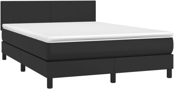 vidaXL Boxspringbett mit Matratze & LED Schwarz 140x200 cm Kunstleder 3134105