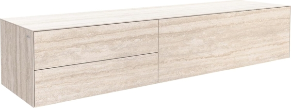 Lowboard Cuor 180 cm Keramik Laminam® Travertino Bianco Creme-Weiß 1 Klappe 2 Schubfächer Schwebend
