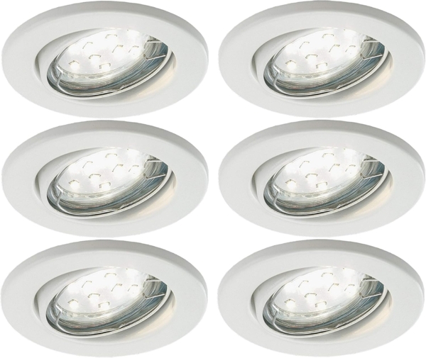 TRANGO LED Einbauleuchte, Dimmfunktion, 6er Set 6729-066MOSD LED Einbaustrahler in Weiß matt Rund inkl. 6x 5 Watt 3 Stufen dimmbar Ultra Flach LED Modul 3000K warmweiß, Warmweiß, Deckenspot, Einbauspot, Deckenleuchte