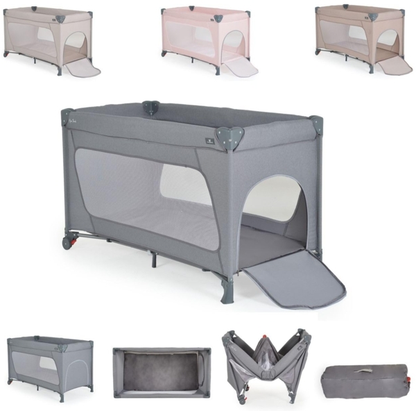 Cangaroo Reiselaufstall One Touch Räder Seiteneingang Matratze klappbar Tasche grau