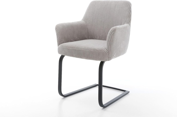 Freischwinger Xana-Flex mit Armlehnen Cord Silbergrau Freischwinger flach Schwarz Taschenfederkern Bild 2