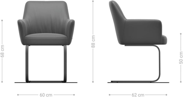 Freischwinger Xana-Flex mit Armlehnen Cord Silbergrau Freischwinger flach Schwarz Taschenfederkern Bild 7