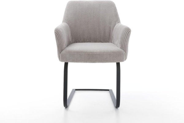 Freischwinger Xana-Flex mit Armlehnen Cord Silbergrau Freischwinger flach Schwarz Taschenfederkern Bild 3