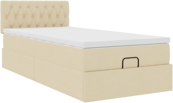 Ottoman-Bett mit Matratze Creme 100x200 cm Stoff 3311523