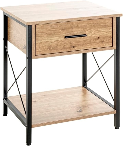 HAKU Konsolentisch Konsole - eiche-schwarz - MDF, Metall - H. 60cm x B. 45cm - Regal (1xKonsole, Beistelltisch - Schminktisch), Wandregal - Ablage - Konsolentisch - Sideboard