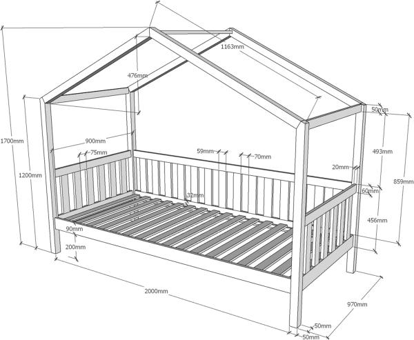 Vipack 'Dallas 1' Hausbett 90x200 cm, weiß Bild 3