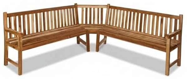 SAM Gartenbank, Eckbank, Sitzbank aus Teak-Holz 210x210 cm, Massivholz, für 6 Personen, für Balkon, Terrasse oder Garten