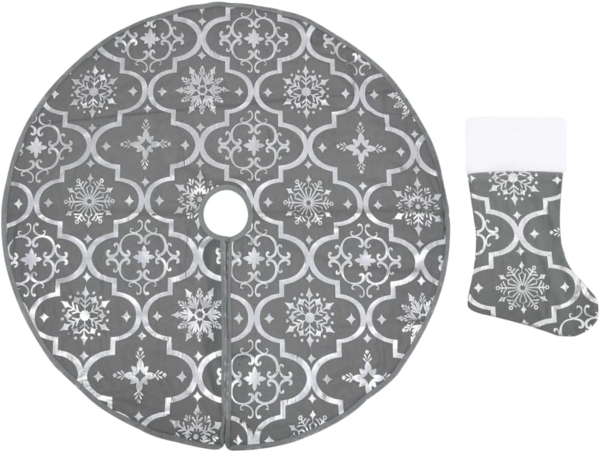 vidaXL Luxus-Weihnachtsbaumdecke mit Socke Grau 150 cm Stoff 330283