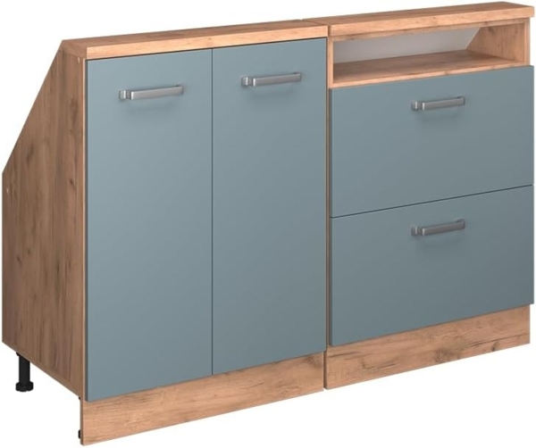 Dachschrägenschrank-Set Rion Blau-Grau/Goldkraft Eiche 2er Set Vicco